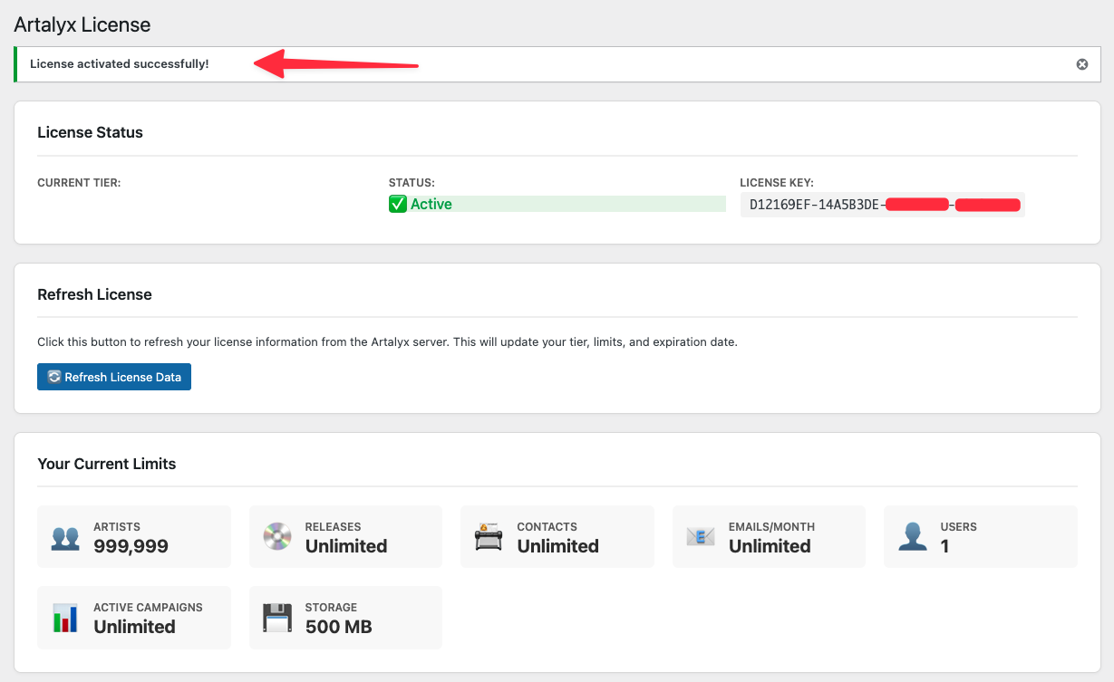 Artalyx License Features
