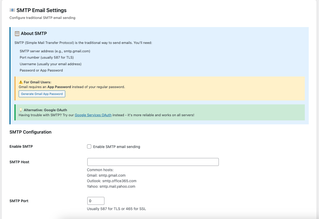 SMTP Configuration - Step 1