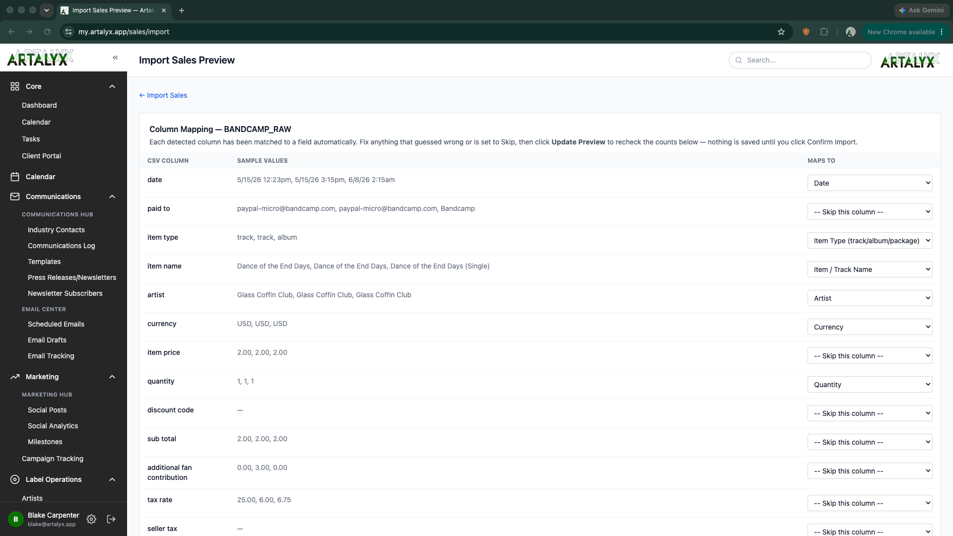 artalyx-sales-import