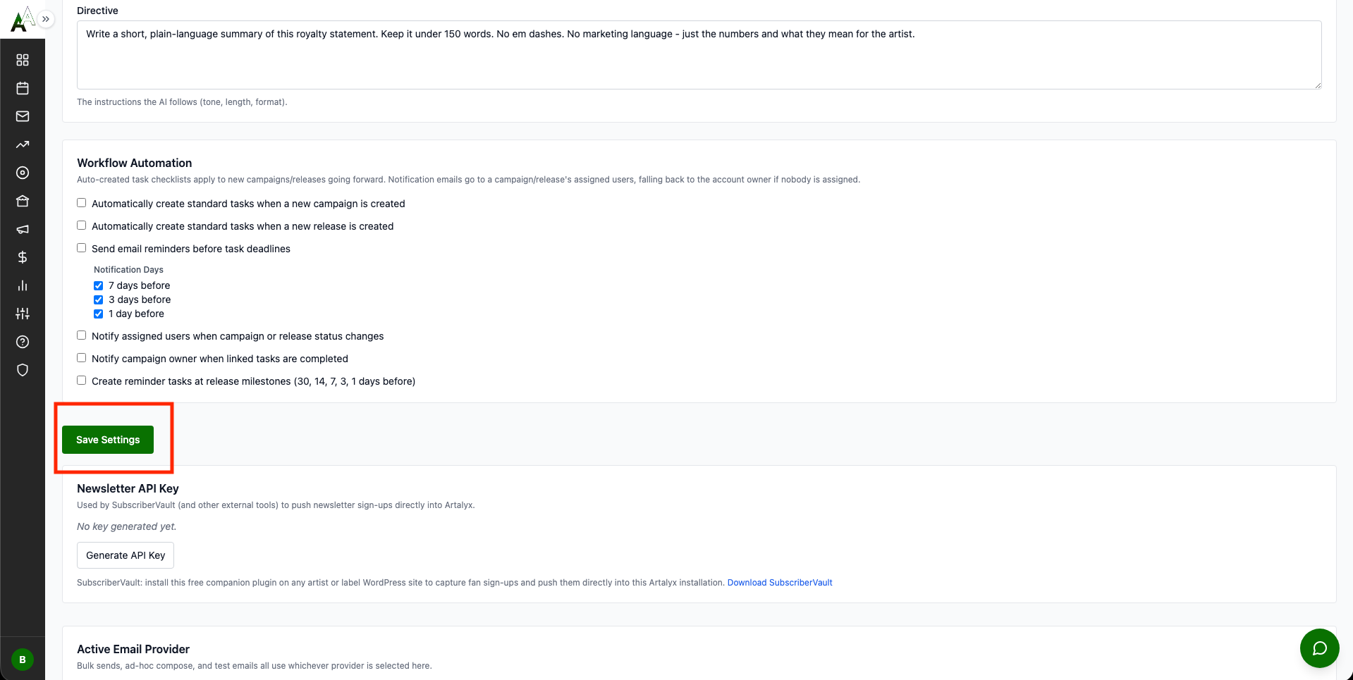 Artalyx Account Features